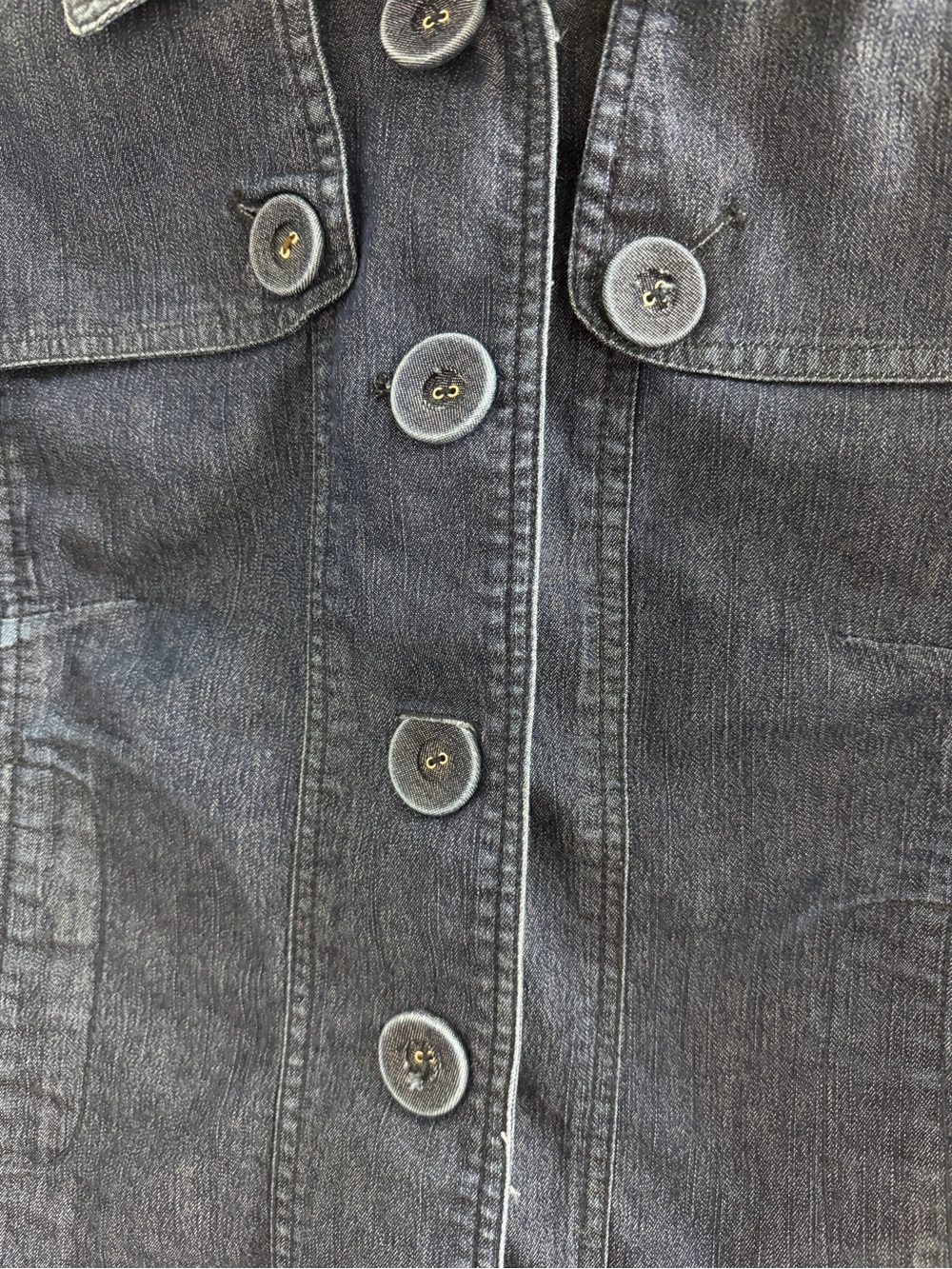 Sandro Paris Dark Blue Denim Jacket Shirt Bow Sleeve Detail Small S - Picture 2 of 4
